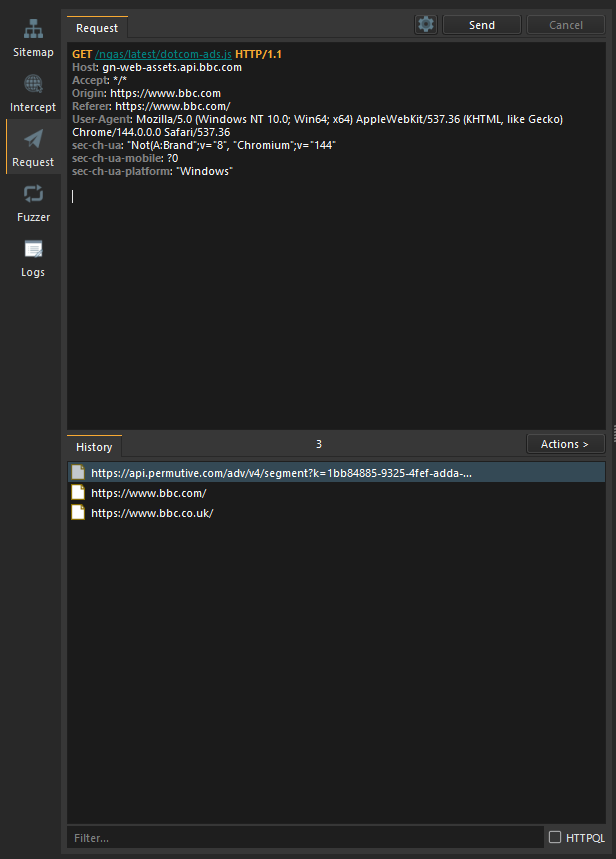 Request tool interface